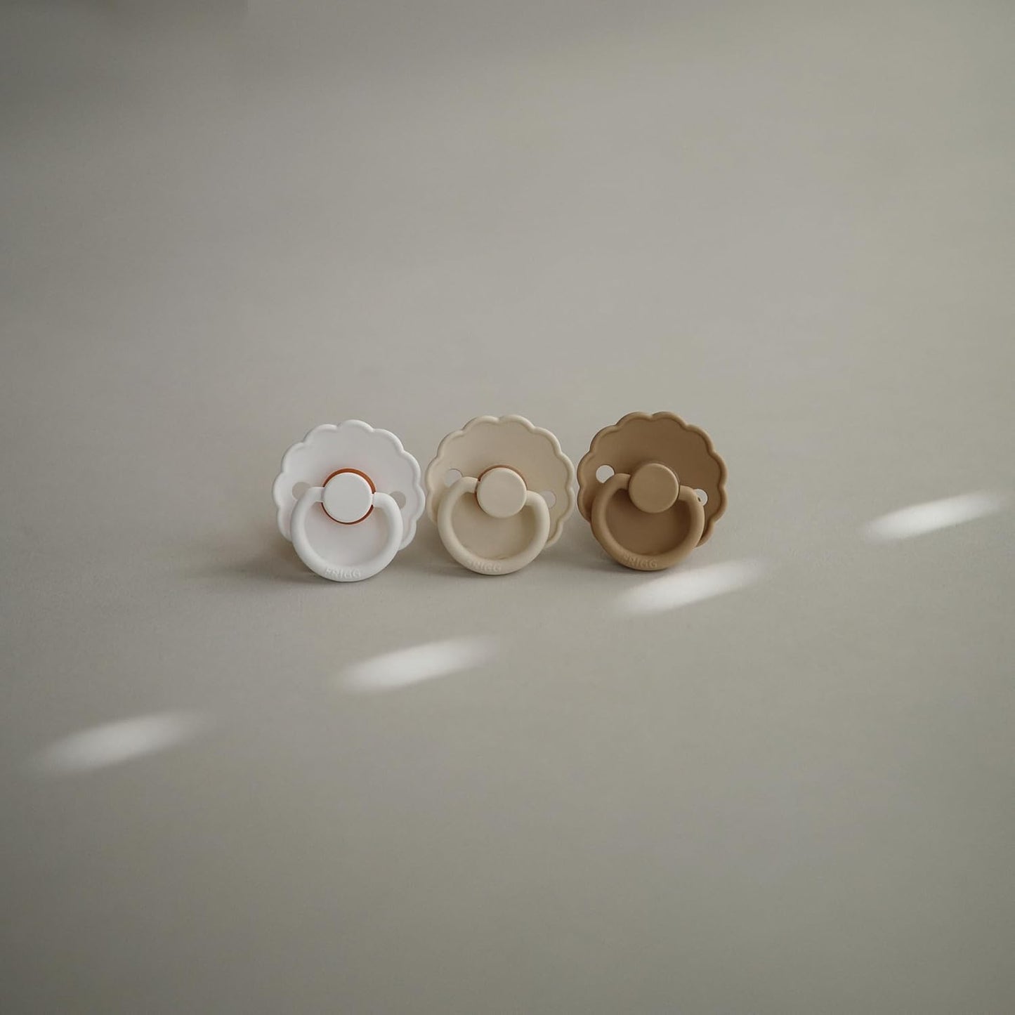 FRIGG Daisy SilkySoft Silicone Baby Pacifier | Made in Denmark | BPA-Free (Croissant/Portobello, 6-18 Months)