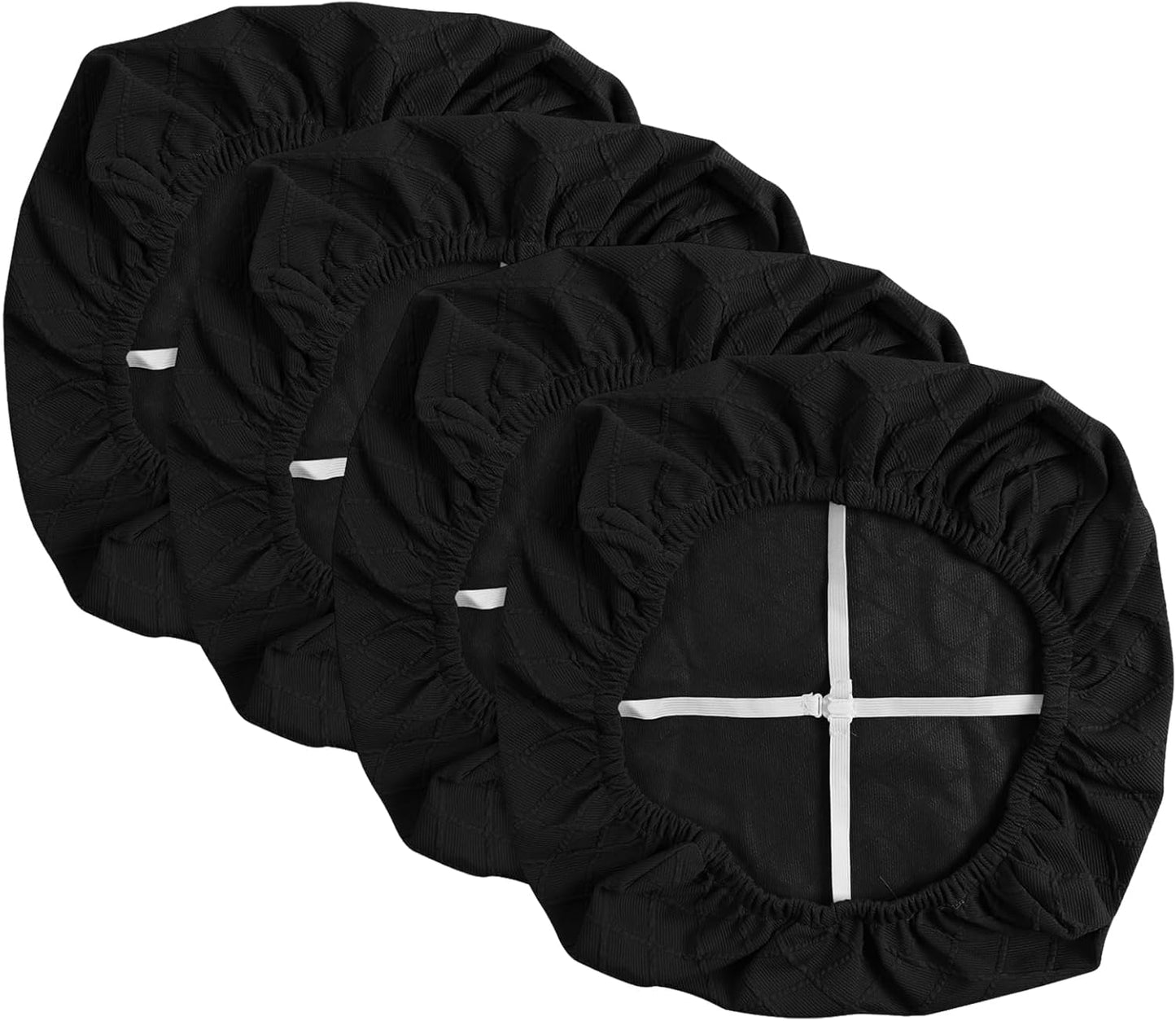 Yikko Chair Seat Covers, High-Density Check Jacquard Ekedalen Seat Covers for Dining Kitchen Restaurant Banquet, Stretch Removable Washable Chair Seat Cushion Protector (4, Black)