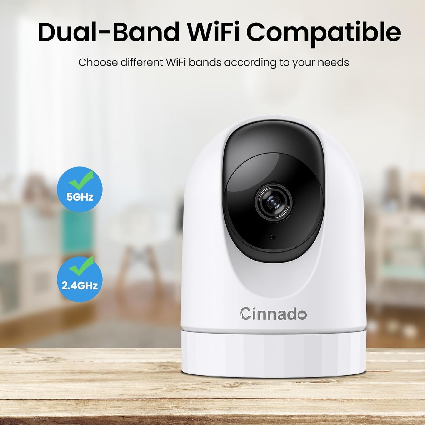 Cinnado 5MP Security Camera Indoor-5G/2.4G Dual WiFi Cameras for Home Security with Audio and Video Ideal for Pet/Nanny/Baby Monitor, 360 Auto Tracking, SD/Cloud Storage, Support Alexa/Google Home, D1