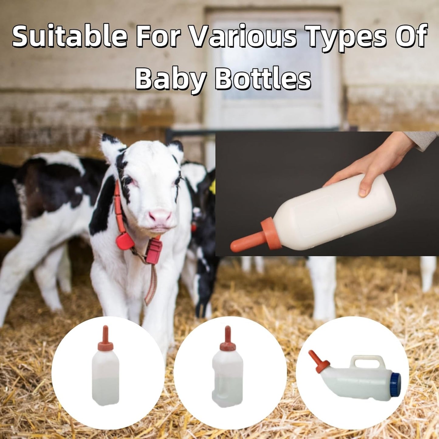 5Pcs Small Animal Milk Drink Nipple 10.7cm Length Rubber Calf Nursing Nipples Livestock Feeding Watering Supplies