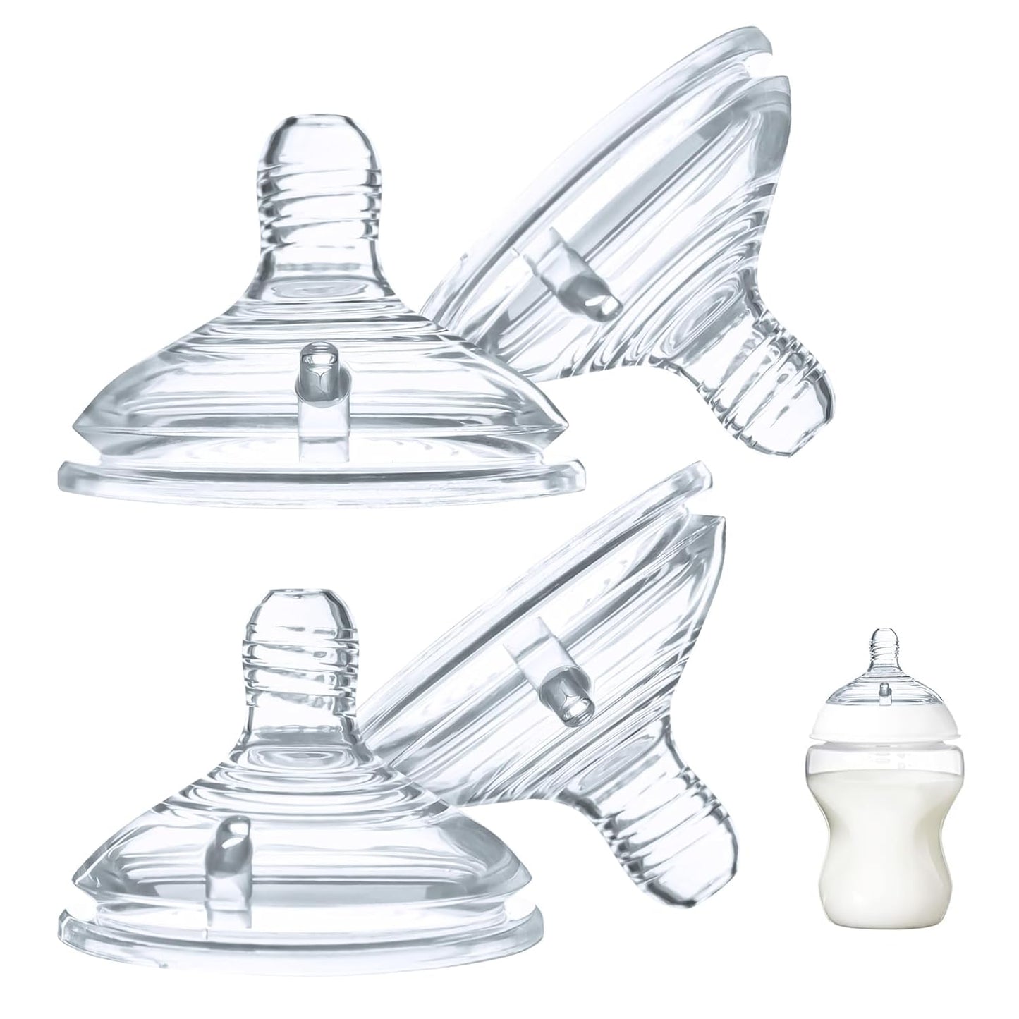 4-Count Silicone Bottle Nipples for Natural Start Anti-Colic Bottles & Advanced Anti-Colic Bottles & C to Natural Bottles and NUK Simply Natural Bottle, Anti-Colic Valve, Slow Flow, 1m+