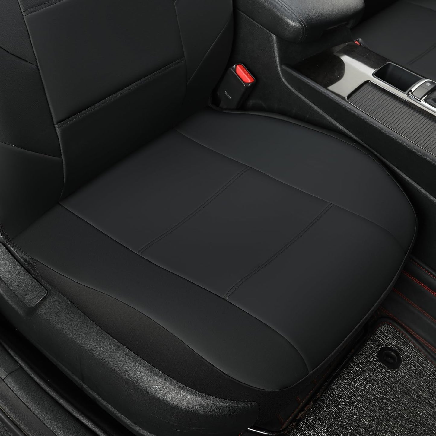 GIANT PANDA Front Car Seat Cover for Kia, Leather Bucket Seat Protectors Waterproof, Custom Fit Kia Sorento Sportage Forte Telluride K5 Seltos Soul Optima Carnival (2-Pack Black)