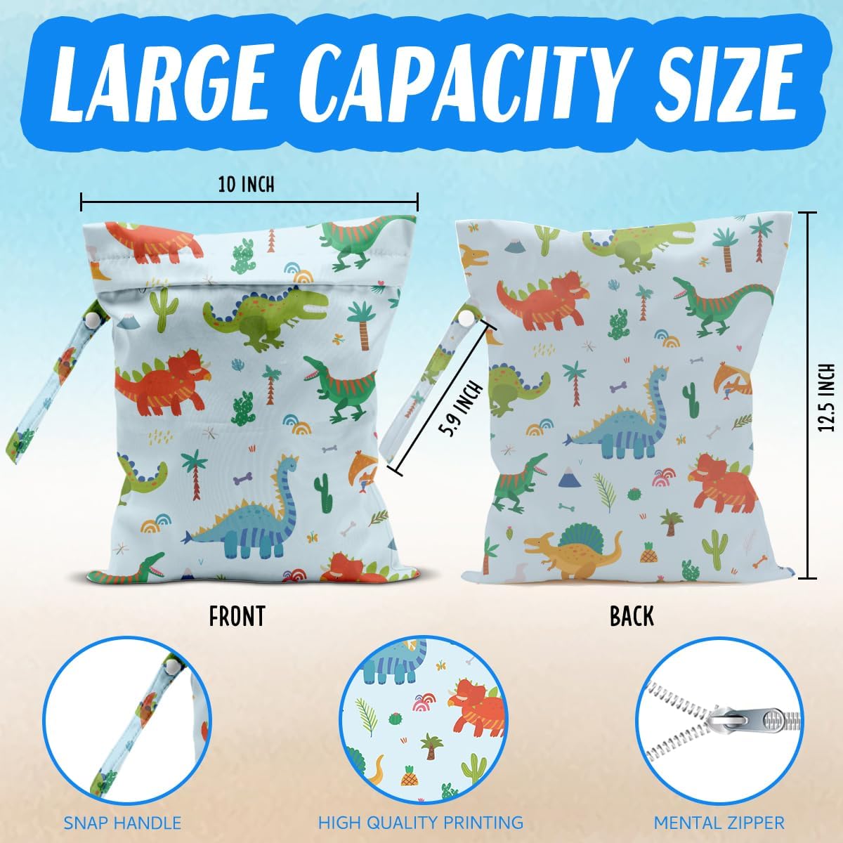 Wet Bag for Baby Swimsuit Dirty Clothes Diaper Yoga Gym, Wet Dry Bag, Beach Vacation Essential for Baby Travel Poor Bathing Diapers Items