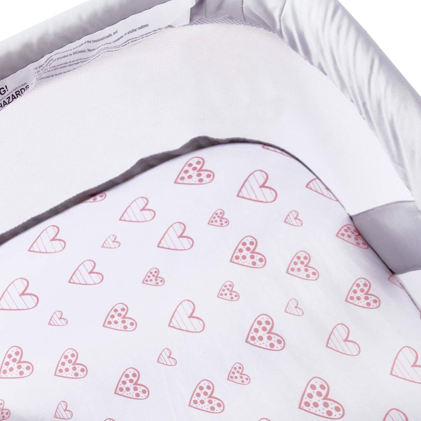 Bassinet Sheets Fit for Simmons Kids by The Bed City Sleeper Bassinet(Twins), Moses Basket and Hospital Bassinet, 100% Jersey Knit Cotton, 2 Pack, Pink Print