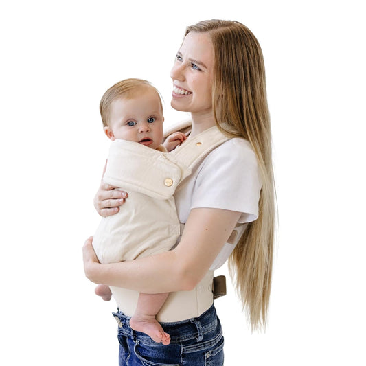 Ava & Oliver Essential Baby Carrier – Ergonomic, Hip-Healthy Soft Structured Carrier for Infants & Toddlers (7–35lbs) - Front and Back Carry, Breathable Fabric, Stylish & Lightweight (Vanilla)