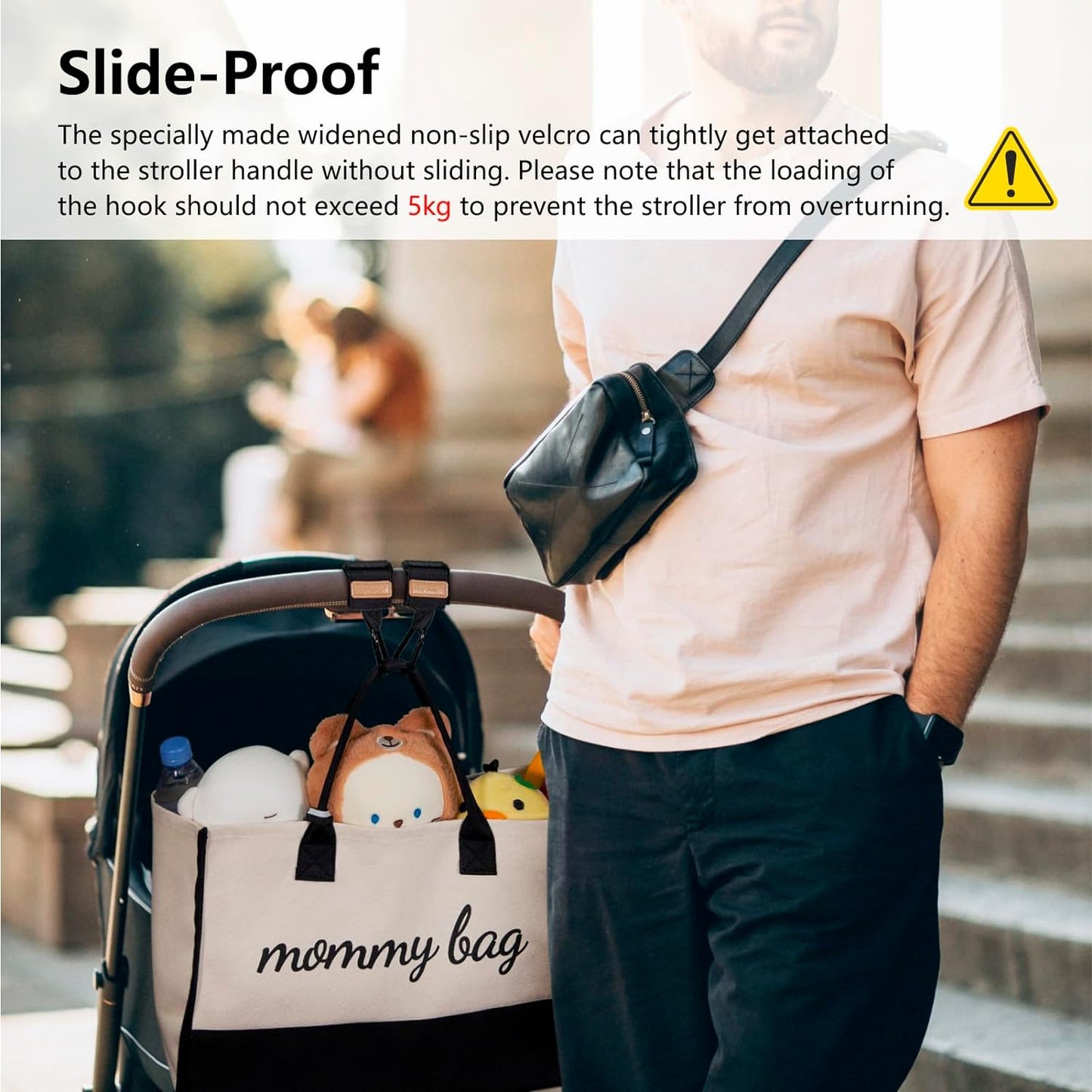 TOPDesign Universal Baby Stroller Organizer, Stroller Caddy with Detachable Mesh Bag & Heightened Insulated Cup Holders & Non-Slip Secure Hooks Accessories, Fits Most Strollers (Yoga)
