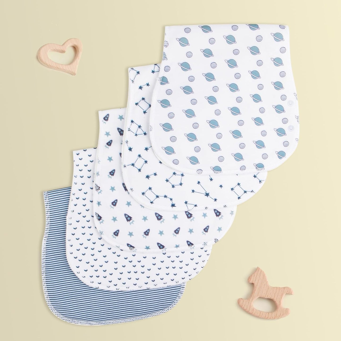 2-in-1 Burp Cloths and Baby Bibs - 6 Pack Large Super Absorbent Soft Cotton Burping Cloths for Spit Up, 3 Layers Thick Baby Burp Rags for Girls & Boys