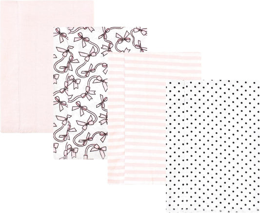 Luvable Friends Hudson Baby Flannel Burp Cloths 4pk, Rose Ribbons