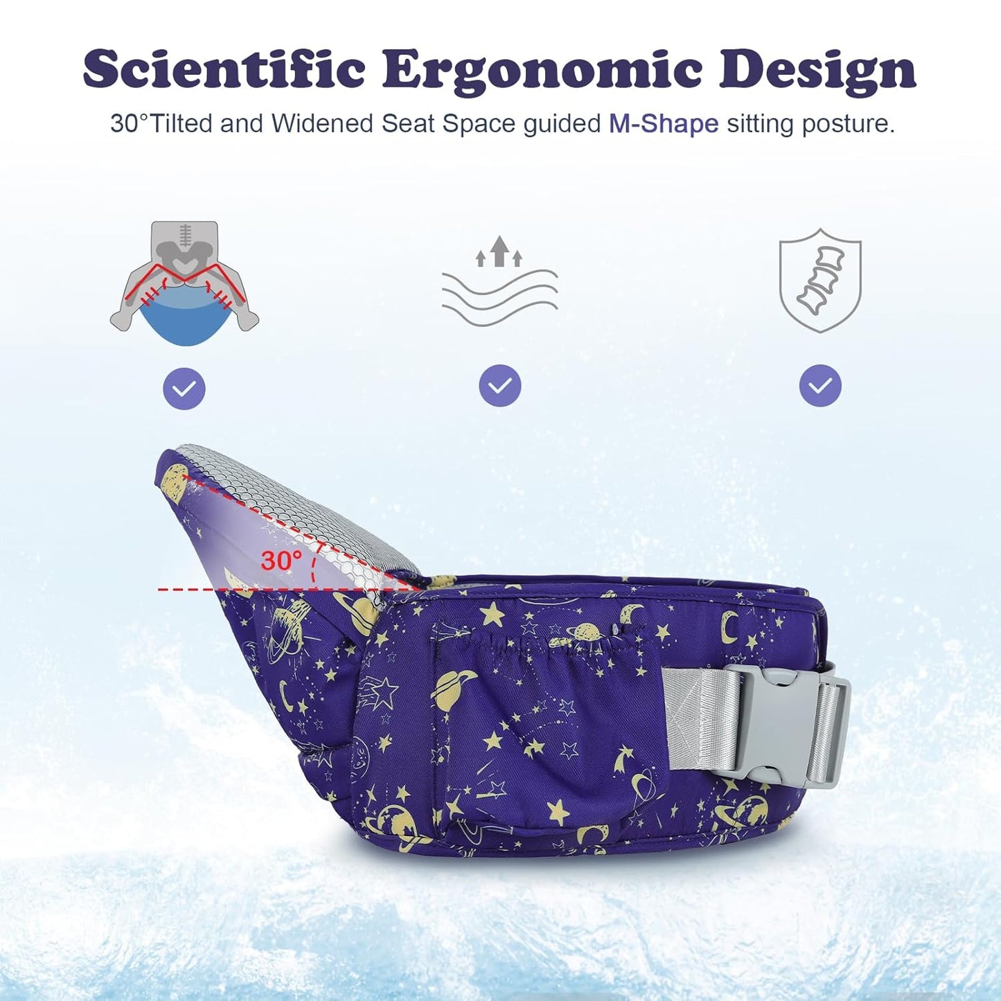 Baby Hip Carrier - Adjustable Waistband & Hip Seat for Newborn-Toddler (Up to 66 Lbs) with Pockets for Parents