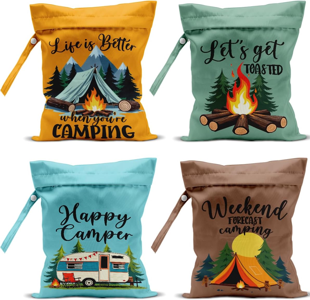 4 Pack Camping Wet Bag Waterproof Reusable Wet Dry Bag for Swimsuit Diaper Travel Beach Pool Gym Toiletries Funny Novelty Gifts for Campers Camping Accessories for Rv Campers Mom Birthday Christmas