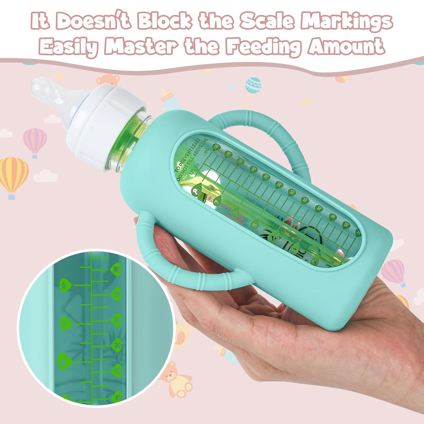 3 PCS Dr Brown Glass Bottles Silicone Sleeves, Compatible with Dr Browns Glass Bottles 4 oz, Anti-Drop Dr Brown Baby Bottles Sleeves with Handles, Heat-Insulating and Easy to Clean