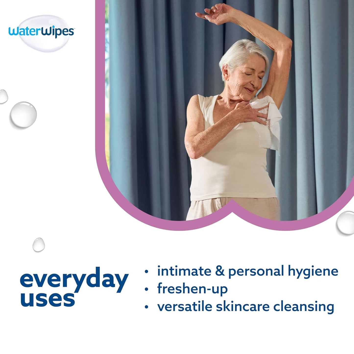 WaterWipes Sensitive+ Body & Intimate Wipes, 3-In-1 Cleans, Cares, Protects, 99.9% Water, Unscented & Hypoallergenic Hygiene Wet Wipes, Adult Care,180 Wipes (6 Packs)