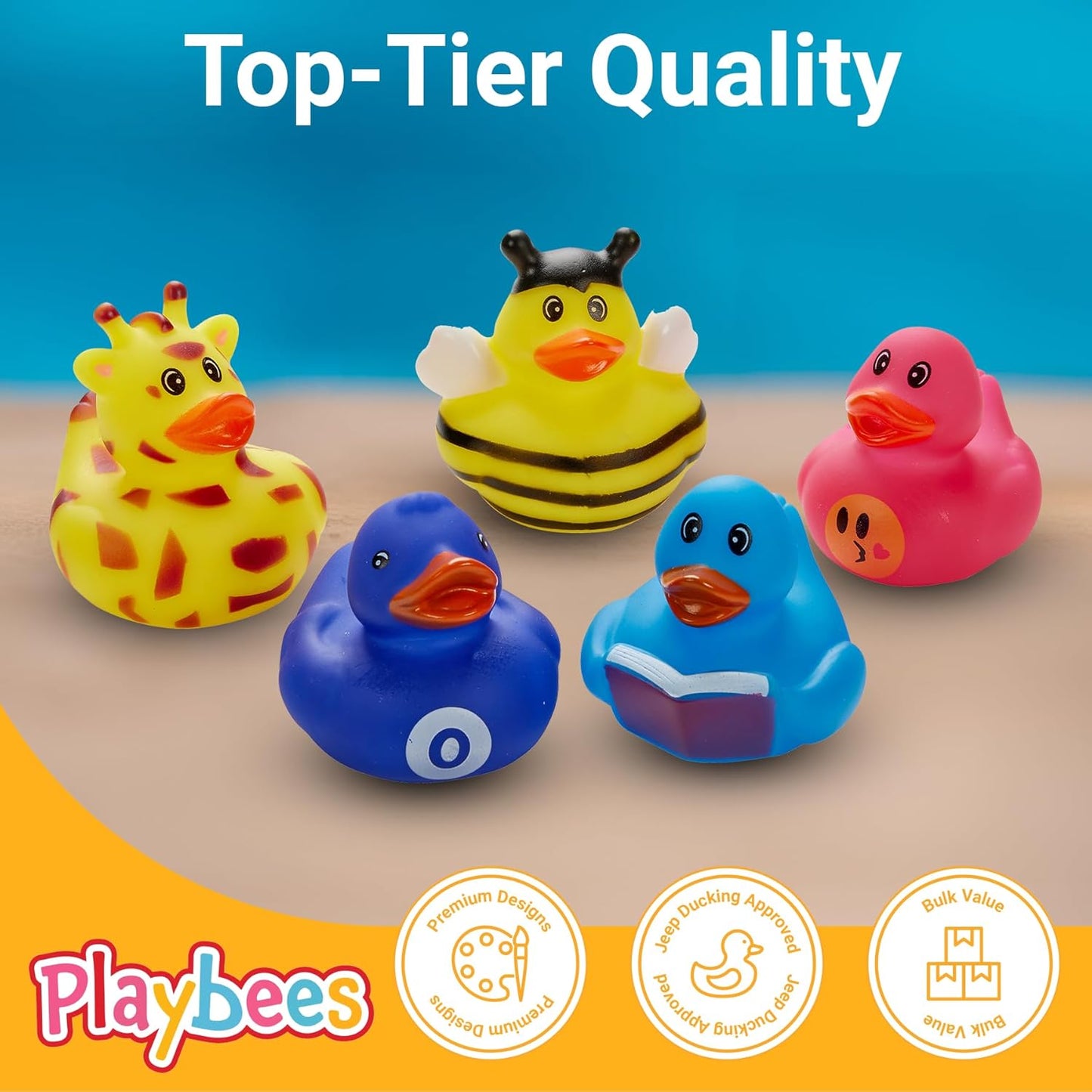 Rubber Duck Toy Duckies for Kids - 50 Pack - Sensory Play, Stress Relief, Stocking Stuffers, Bath Birthday Gifts Baby Showers Classroom Incentives, Summer Beach and Pool Activity - Style 3