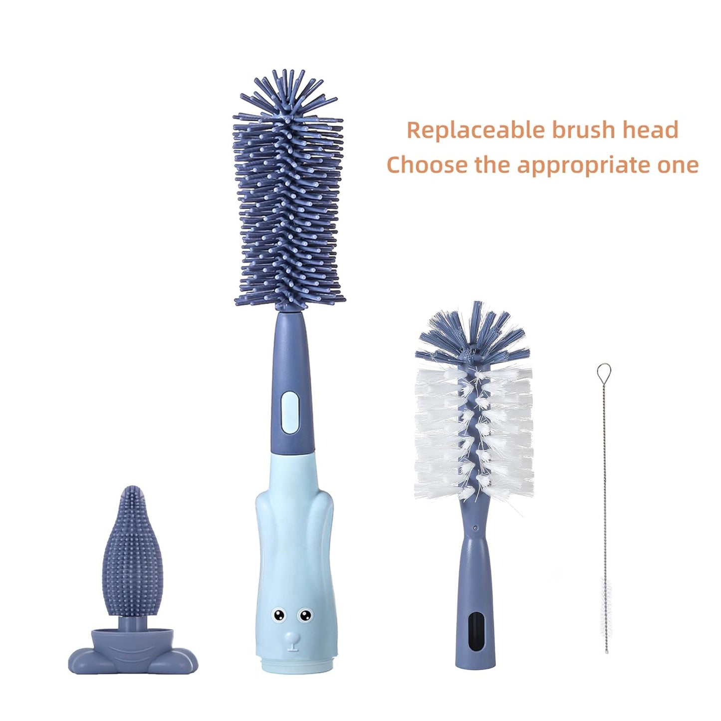 Chemimoso Multifunctional Cleaning Brush, Baby Bottle Brush, Bottle Brush Cleaner Set, Green, Silicone and Nylon Brush
