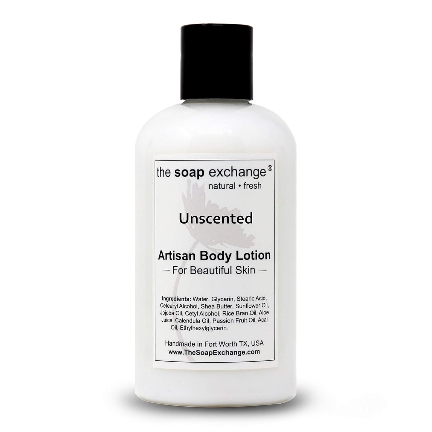 The Soap Exchange Body Lotion - Unscented Fragrance Free - Hand Crafted 8 fl oz / 240 ml Natural Artisan Skin Care for Hand, Face, & Body, Moisturize, Hydrate, & Protect. Made in the USA.