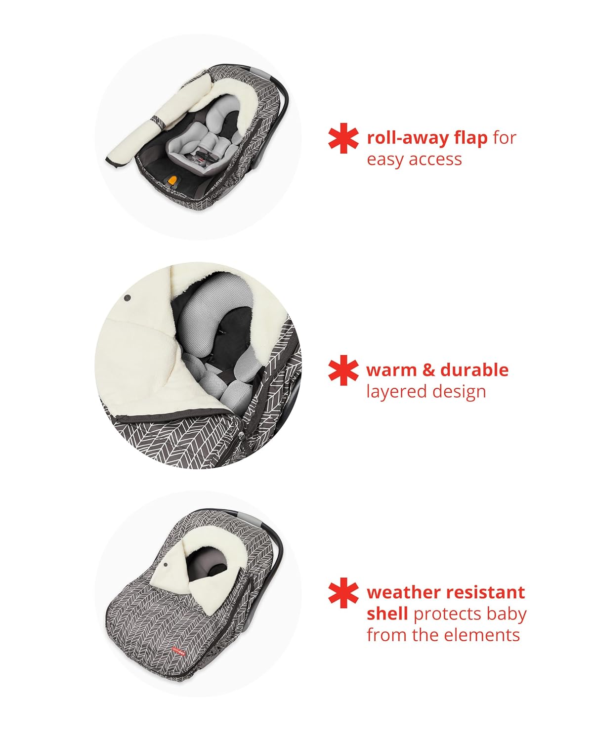 Skip Hop Winter Car Seat Cover, Stroll & Go, Heather Grey 16x3x27 Inch (Pack of 1)