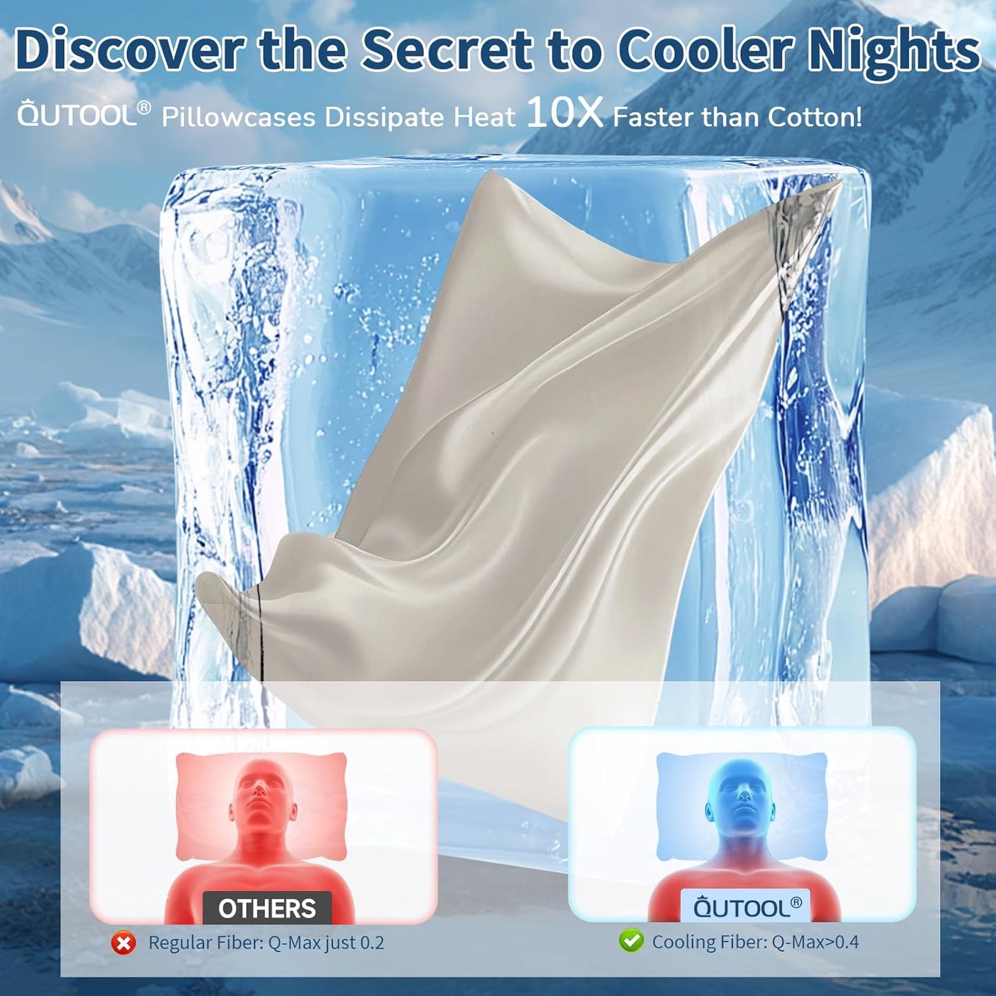 Cooling Pillow Cases Standard Size Set of 2,Ice Cool Silky Pillow Covers for Hot Sleepers & Night Sweats, Reduces Wrinkles & Frizz Softer Like Silk Pillow Cases,Champagne,Christmas Stocking Stuffers