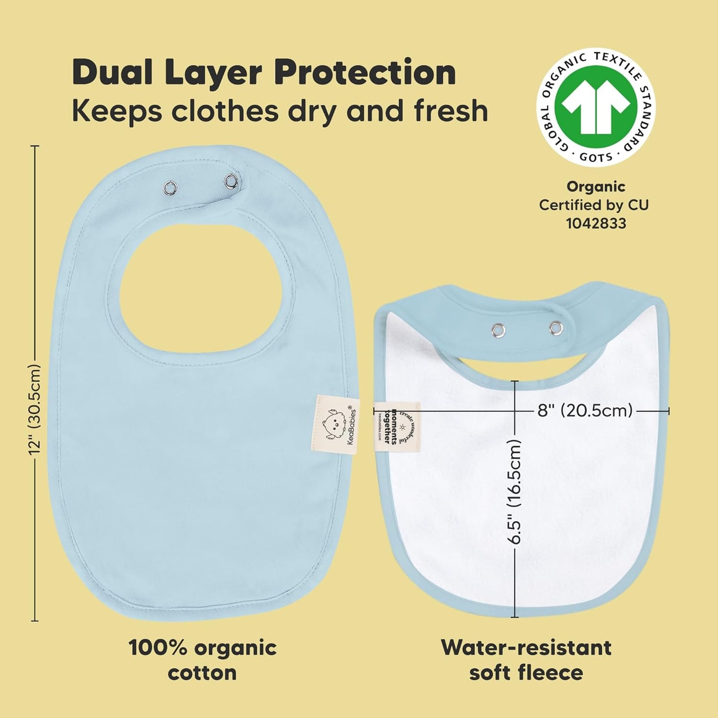 8-Pack Organic Baby Bibs for Boys, Girls - Soft Cotton Drooling and Teething Bibs for Baby Girl & Boy, Extra Absorbent, Easy To Clean & Put On for Toddler, Newborn, Infant 0-24 Months (Dawn)