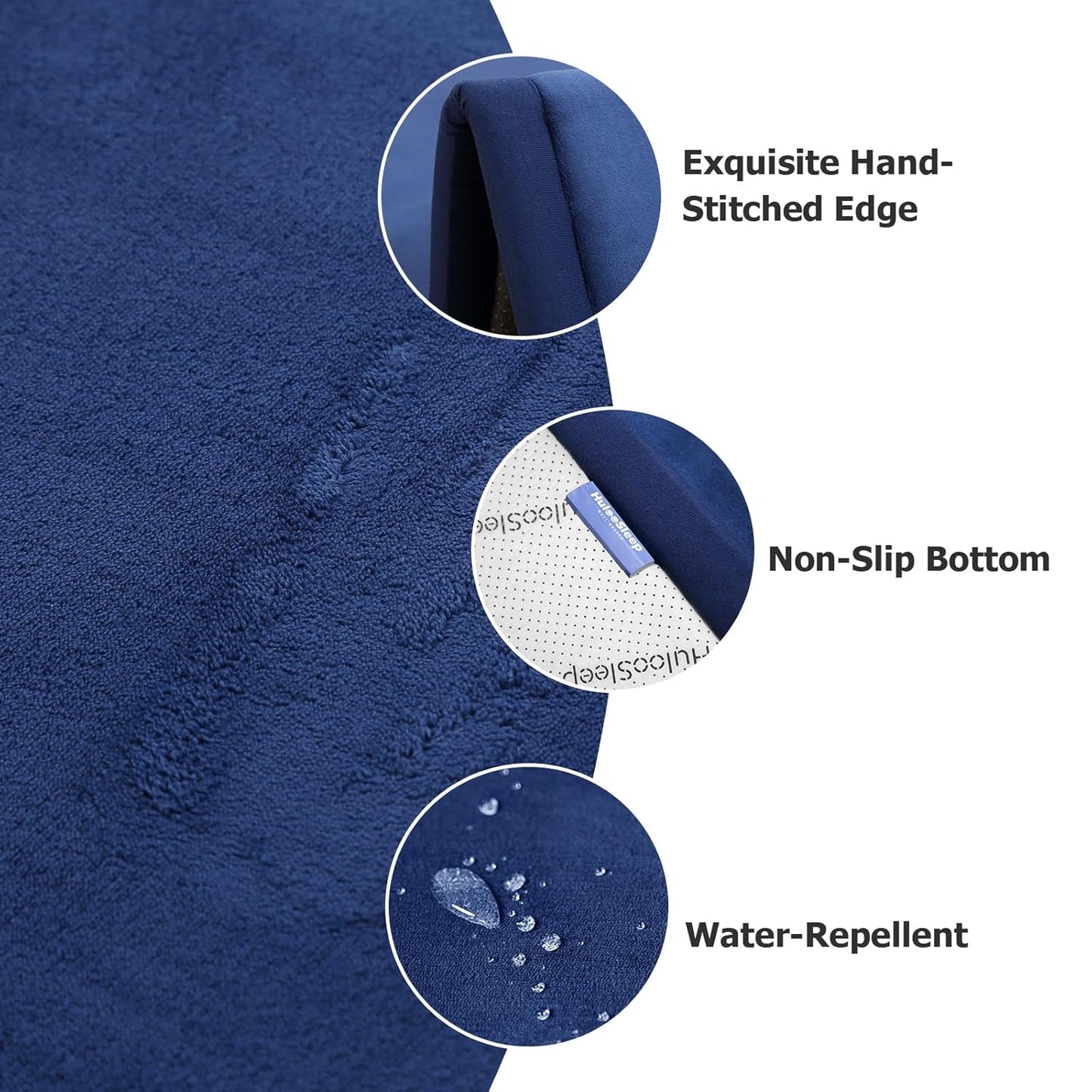 Baby Play Mat for Floor,1.3" Thick Elasti-Foam 50x50 Playpen Mat for Toddlers Infant Kids,Water-Repellent Soft Coral Velvet Tummy Time Non Slip Crawling,Tatami(Dark Blue)