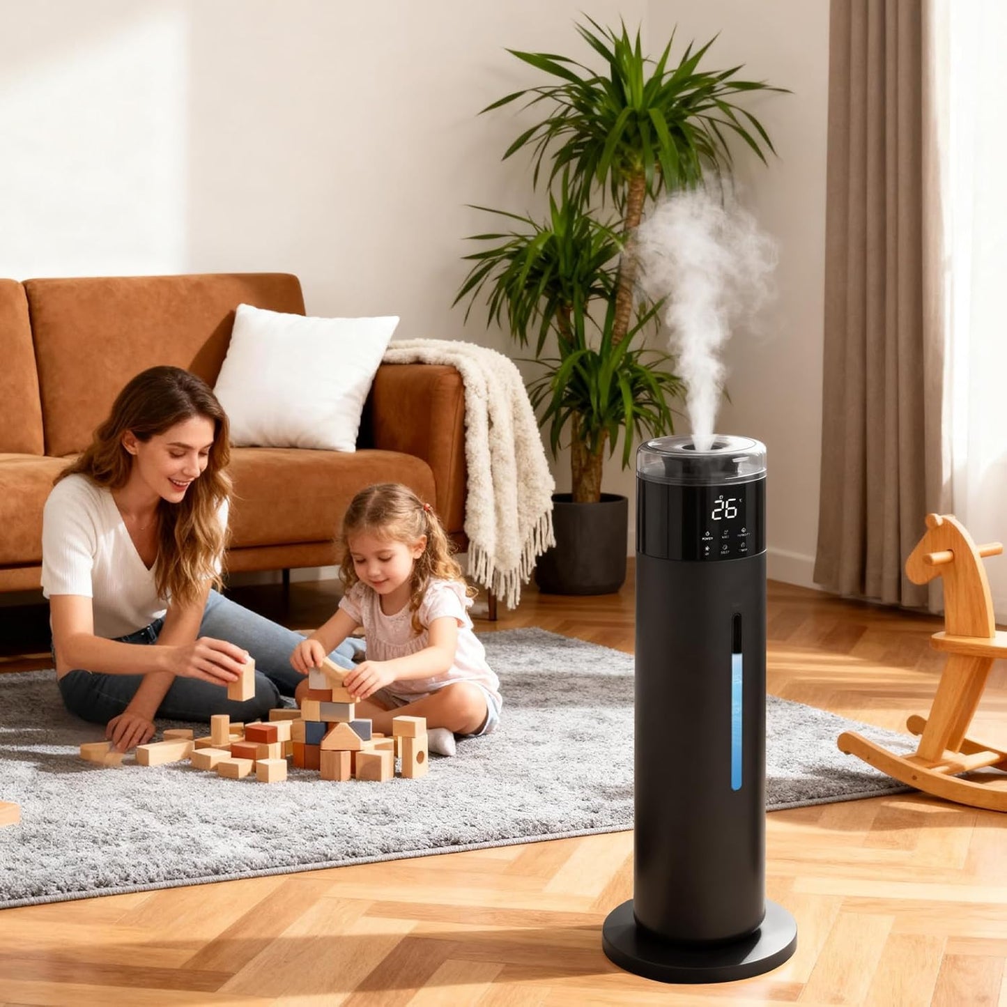 Large Humidifier for Bedroom, 8L/2.1Gal Ultrasonic Cool Mist, Remote control,Easy Clean with 350ML/H Large Mist Speed, Suitable for Kids Room Plant Yoga Study Room Office