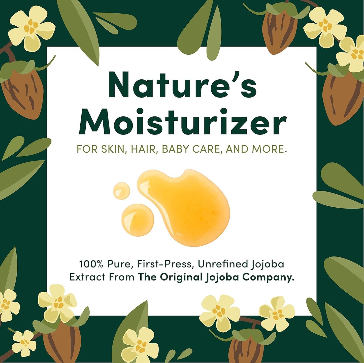 HobaCare Jojoba Baby Oil with Pump Dispenser – 100% Pure Natural Unrefined Unscented Cold-Pressed Jojoba Oil for Baby Hair, Infant Skin, Cradle Care & Body Moisture (4.22 fl oz)