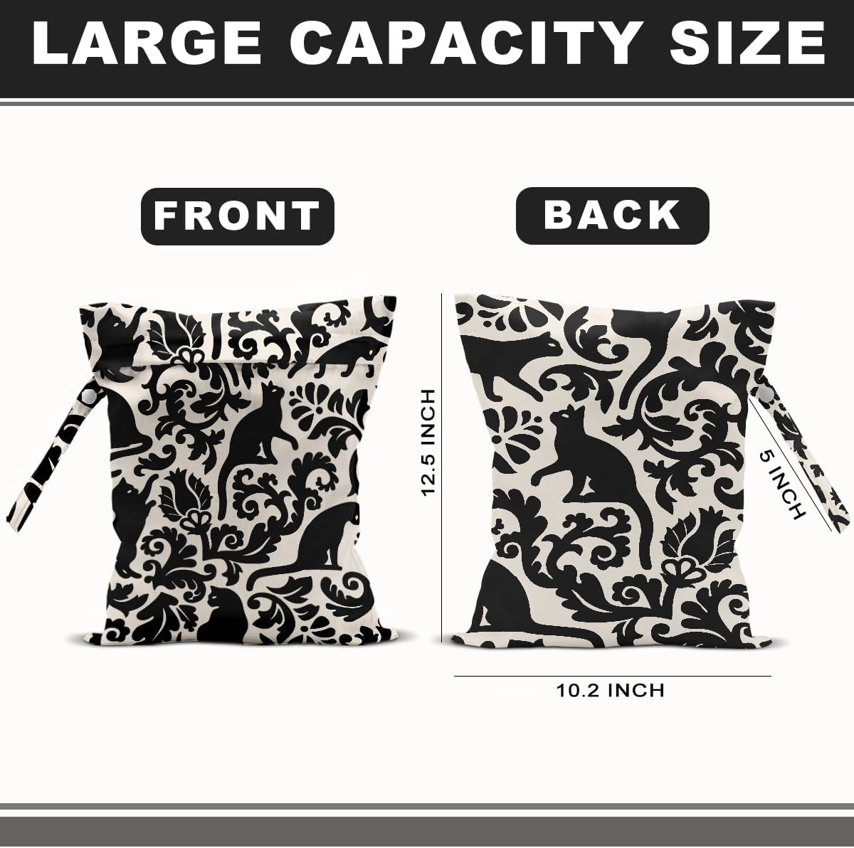 Cat Lover Gifts, 2Pcs Cat Print Wet Bags, Wet Dry Bag Reusable Zipper Pouch for Swimsuit, Diapers, Beach, Dirty Yoga Gym Clothes, Toiletries, Waterproof Birthday Christmas Gifts