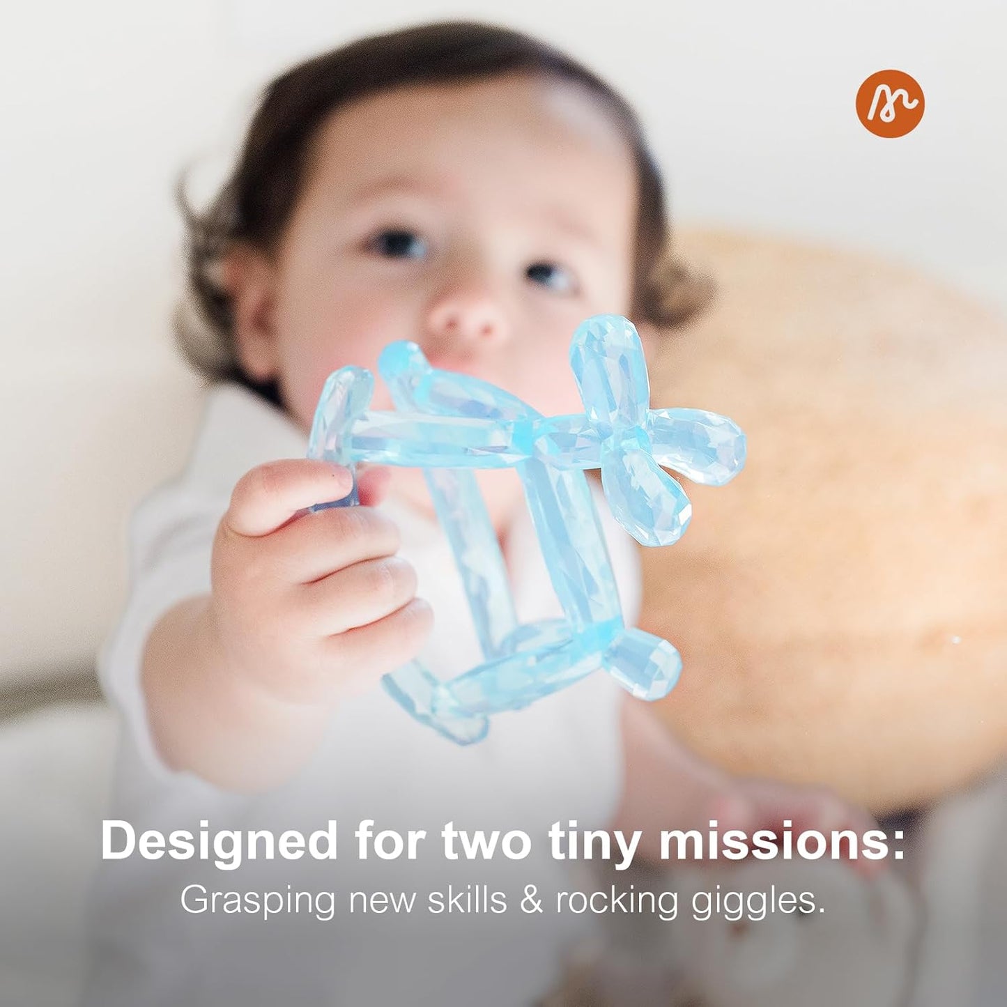 Crystal Jelly Baby Teether – Teething Toys 3-6 Months Food Grade Silicone Teether with Storage Box and Pacifier Clip, Safe for Babies (Citrine Clip+Box)