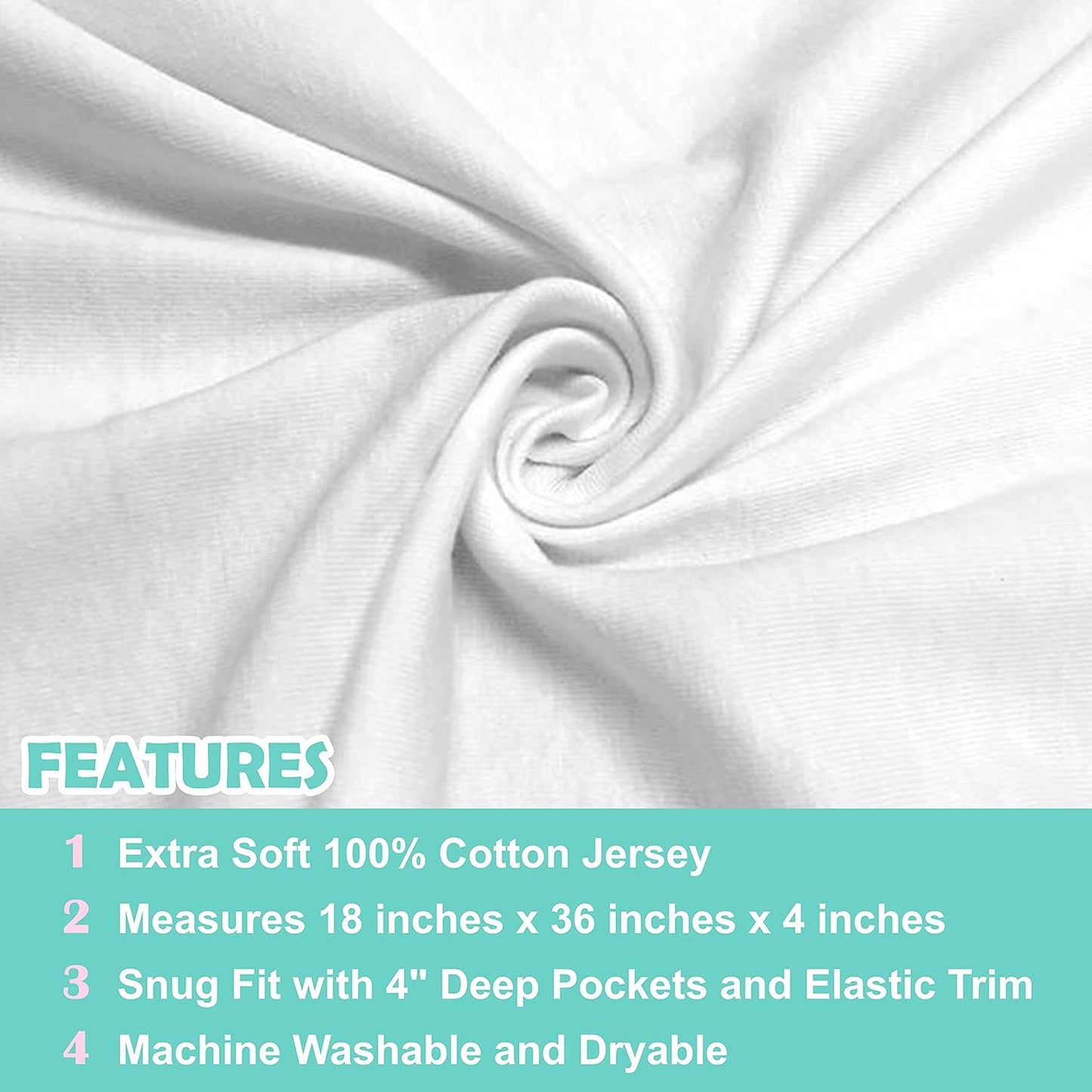 American Baby Company 2 Pack 100% Natural Cotton Fitted Cradle/Bassinet Sheets 36" x 18" - Soft, Breathable & Hypoallergenic Bed Sheets, White, Neutral for Boys & Girls