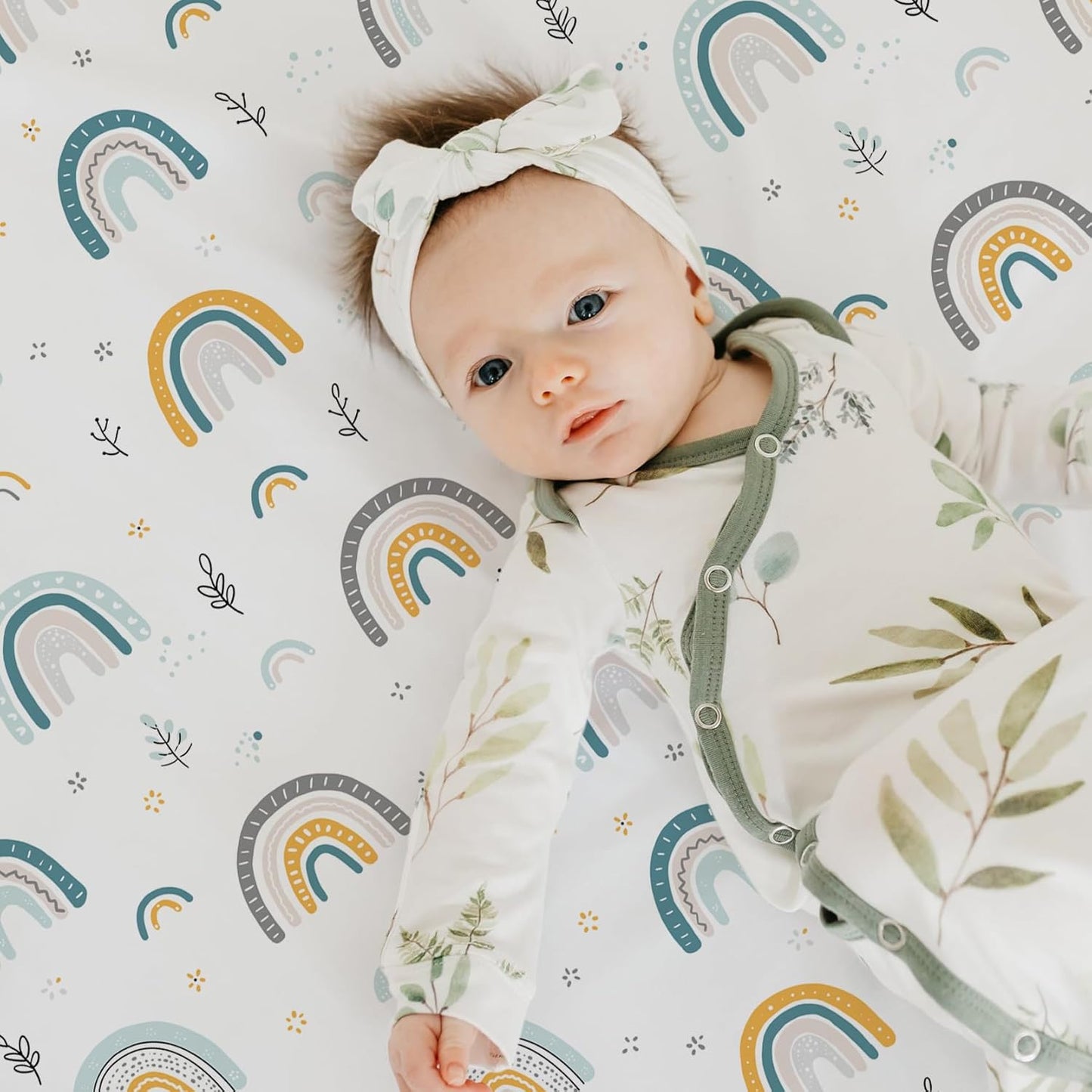 Stretch Fitted Bassinet Sheet Set BROLEX 2 Pack Cradle Sheets for Bassinet Pad/Mattress,Unisex Boys Girls,Ultra Soft,Rainbow Stars