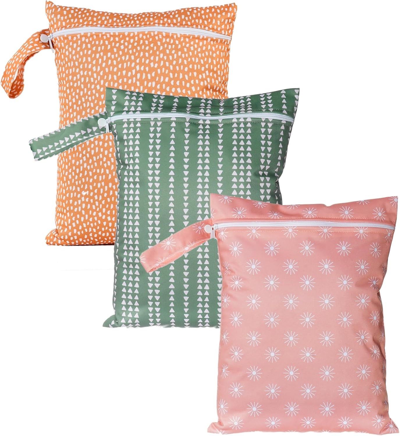 Happy Flute 3 Set Wet Bag Storage Bag Zipper Waterproof Washable Travel Bags, Beach, Pool, Gym Bag for Cloth Diaper, Swimsuits & Wet Clothes for Baby,11.8x15.7inch(YMX002-S12)