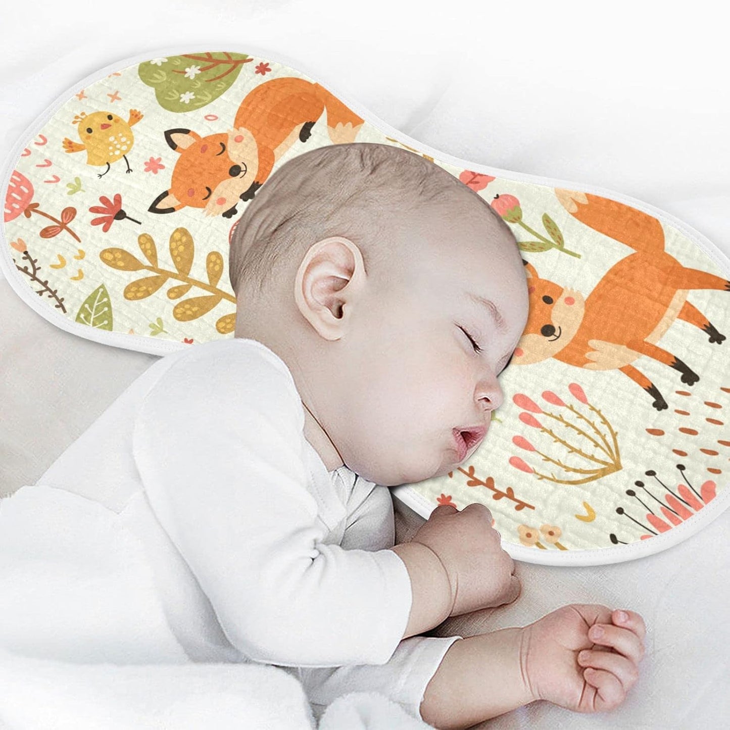 Kigai Fox and The Flower Muslin Baby Burp Cloths, Large Absorbent Cotton Muslin Burp Cloths Set of 1, Washcloths, Face Towel, Bibs for Newborn Boys Girls, 11 x22 Inch