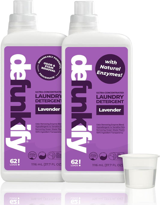 Laundry Detergent, 124 Load. 'Lavender' Essential Oil Liquid Laundry Detergent Washing Soap for Sensitive Skin. ProvenSafe™ Cleaning Supply w/Odor & Stain Remover for Outdoor Gear & All Fabrics