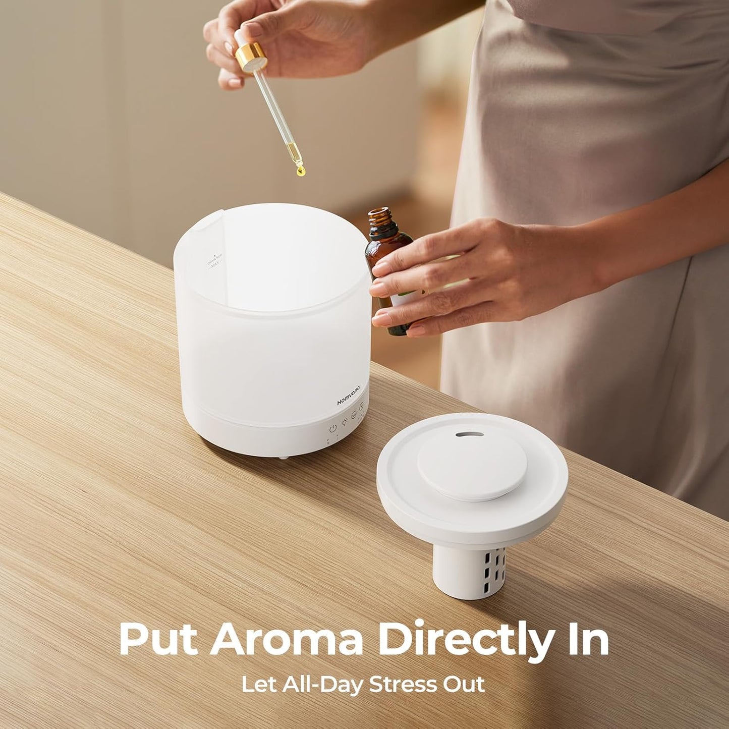 Homvana Small Humidifiers for Bedroom - 2 Packs 1.5L Cool Mist Top Fill Humidifier for Baby Nursery, Essential Oil Diffuser, 3 in 1 for Home Plants Offices and Grow Tents, 7 Color Lights, Ultrasonic