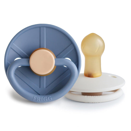 FRIGG Little Viking Natural Rubber Baby Pacifier 2-Pack | Made in Denmark | BPA-Free (Ocean View/Cream, 0-6 Months)