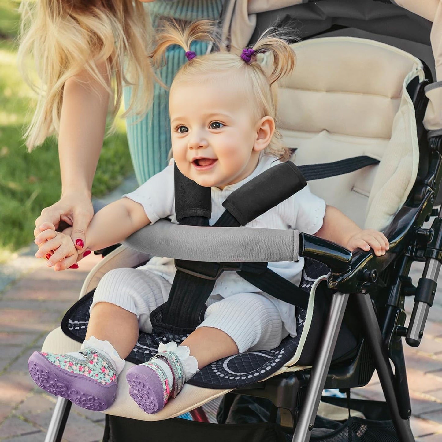 COOLBEBE Car Seat Protector for Potty Training, 2 Pack Dry Waterproof Car Seat Liner Toilet Training & Strap Covers Set for Baby Infant Toddler, Piddle Pads Cover Pad for Strollers, Carseat (Black)