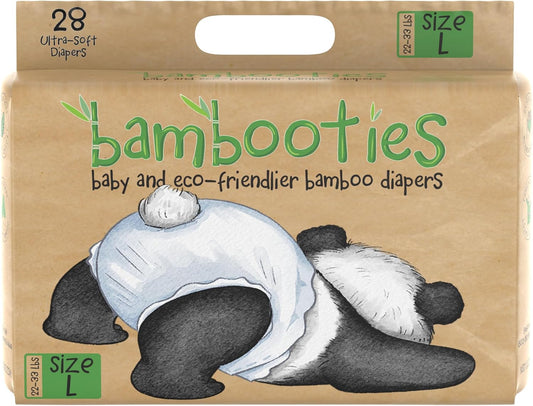 Bamboo Baby Diapers, Totally Chlorine Free for Sensitive Skin for Newborns to XXL. Hypoallergenic & Non Toxic Eco Friendlier Plant-Based Materials. TCF Large Size 4 (28 ct)
