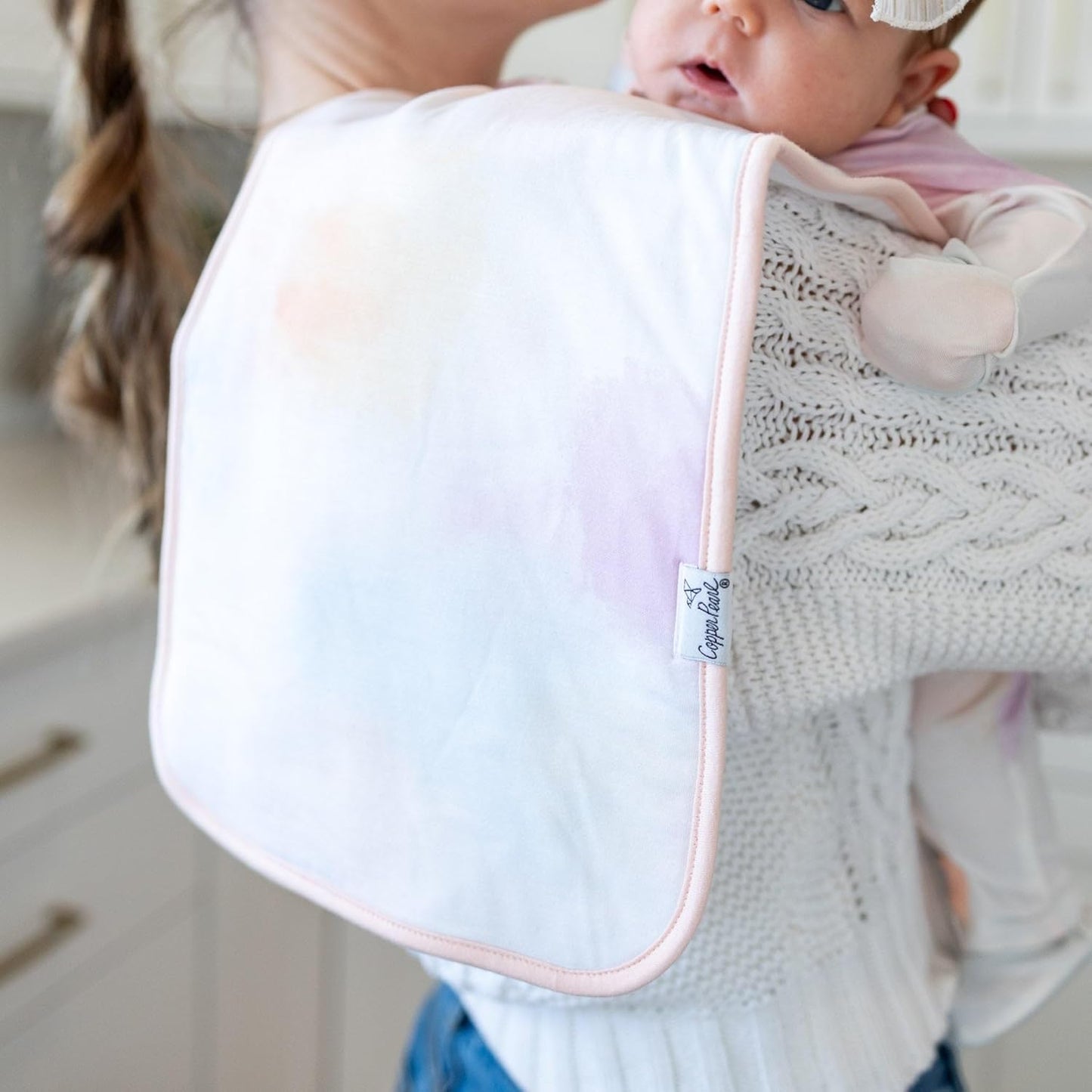 Copper Pearl Baby Burp Cloth Large 21''x10'' Size Premium Absorbent Triple Layer 3-Pack Gift Set Flora