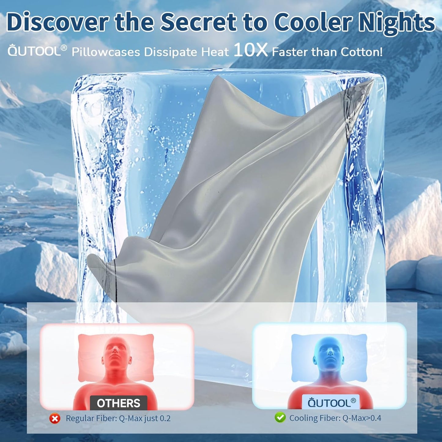 Cooling Pillow Cases Standard Size Set of 2, Ice Cool Silky Pillow Covers for Hot Sleepers & Night Sweats,Reduces Wrinkles & Frizz Softer Like Silk Pillow Cases,Silver Grey,Christmas Stocking Stuffers