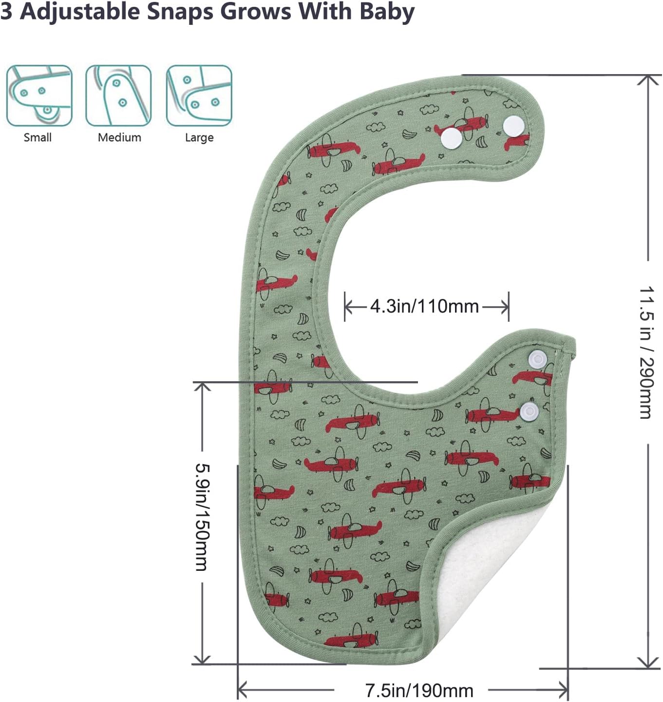 Hakochia Waterproof Baby Bibs Organic Cotton Super Soft and Absorbent With Adjustable Snap for Baby Boys and Girls