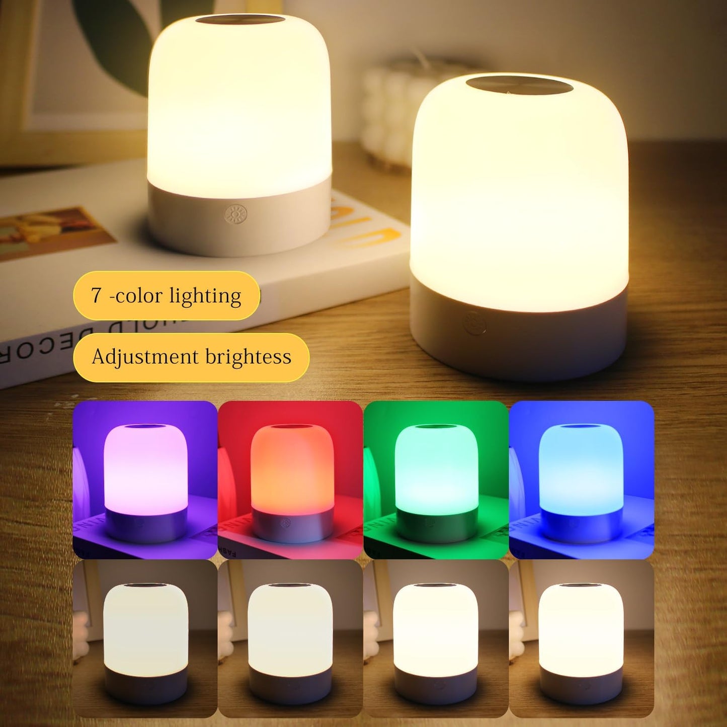 Night Light for Baby Nursery 13 Colors Bedside Touch Sensor Night Lamps for Kids Breastfeeding and Sleep Aid, USB Rechargeable Nursery Lights with Dimmable, Warm Light