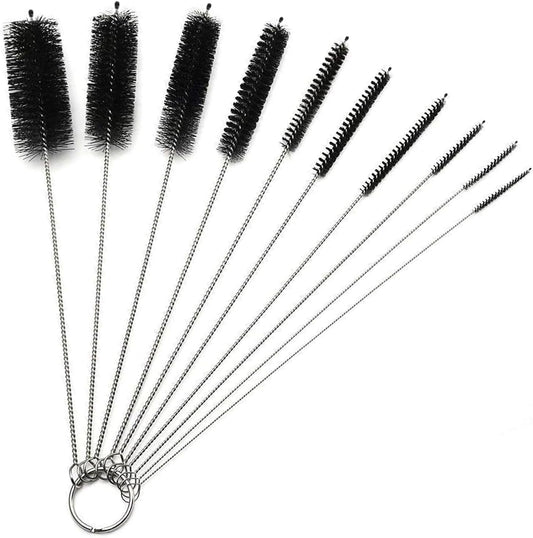 Long Straw Brush, Straw Brush Set 10 Pack, Straw Brush for Tumbler, Sippy Cup, Water Bottle and Hummingbird Feeders.(Black)