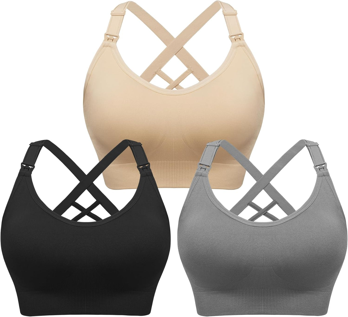Angelhood Nursing Bras for Breastfeeding, Seamless Nursing Sports Bra Support Yoga Maternity Bras Pregnancy Sleep Bralette