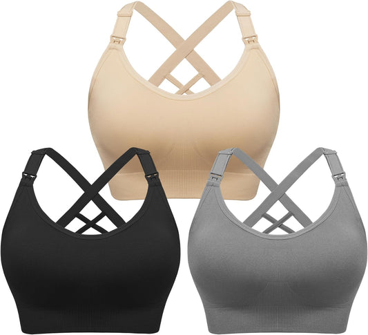 Angelhood Nursing Bras for Breastfeeding, Seamless Nursing Sports Bra Support Yoga Maternity Bras Pregnancy Sleep Bralette