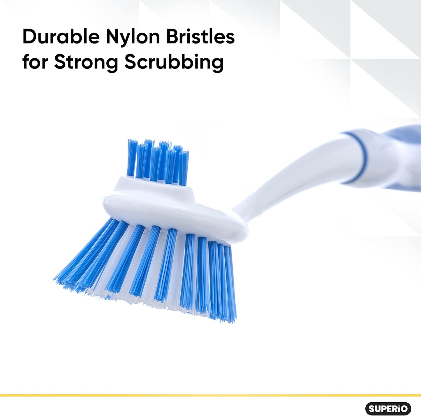Dish Washing Scrubber Vegetable Brush - Blue / White 2 Sided Bristles - Long Handle With Rubber Grip Non Scratch Kitchen and Bath Cleaning By Superio