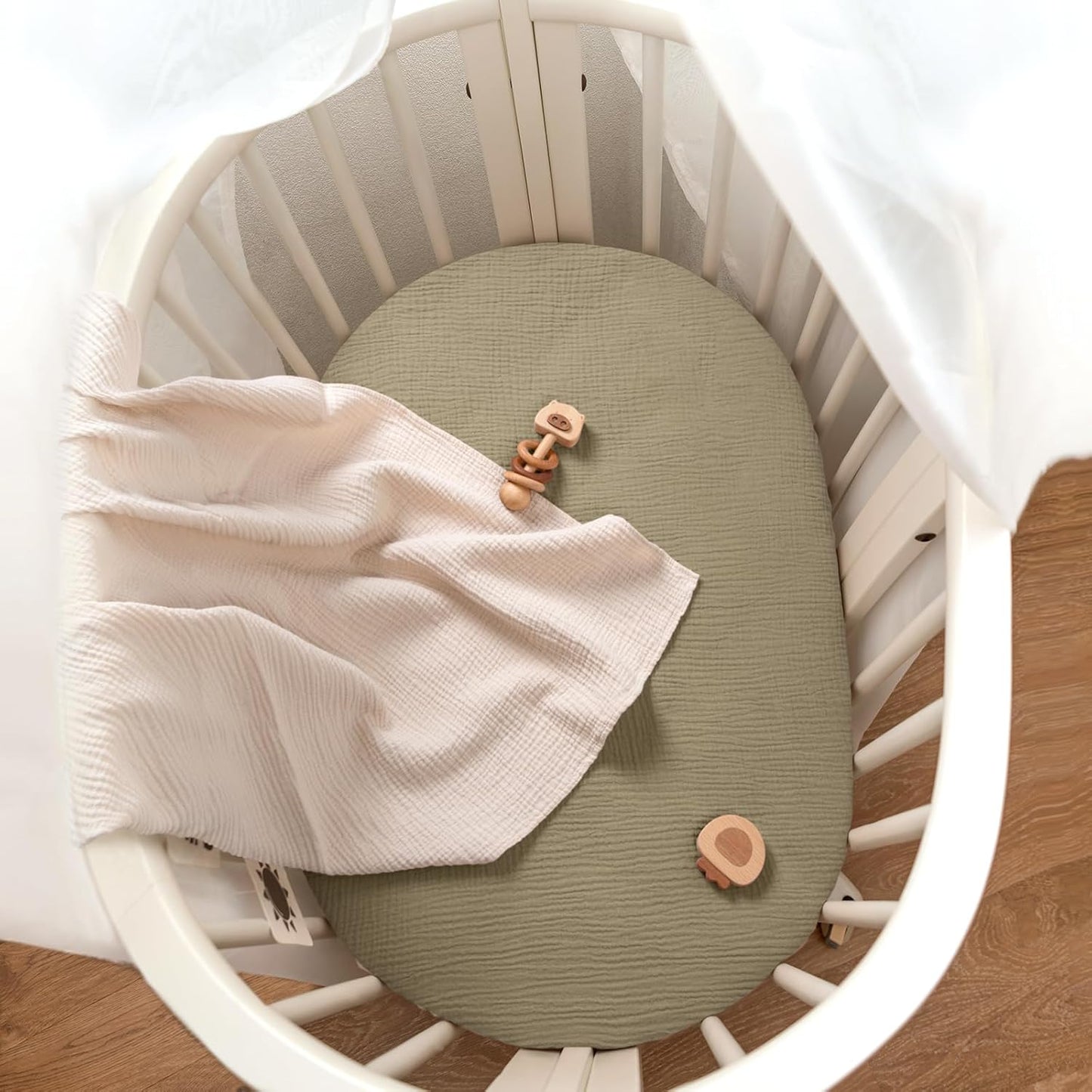 lulumoon Baby Muslin Bassinet Sheets: Snuggly Soft Cotton Sheets for Boys and Girls - Fitted foror Chicco Lullago Anywhere & Baby Bjorn Cradle & Bassinet