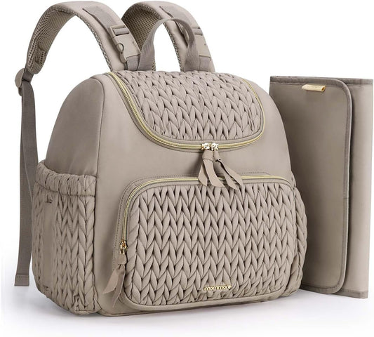 mommore Diaper Bag Small Diaper Backpack Stylish Baby Travel Backpacks with Insulated Pockets, Changing Pad, Stroller Straps