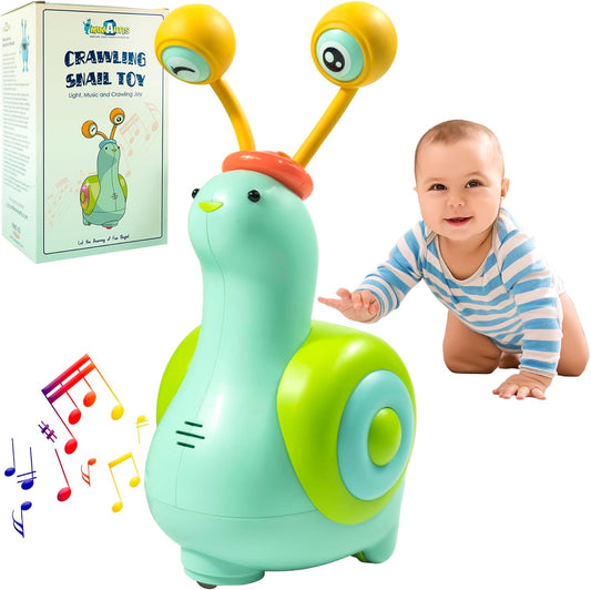 MINIARTIS Baby Crawling Toys | Musical Snail Baby Toy, Infant Tummy Time | Crawling Toys for Babies 6-12 Months | Learning Crawl and Walking | Toddler Birthday Gift for 6-36 Month Boy Girl