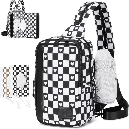 MYHOZEE Sling Bag Crossbody Backpack Purse - 2 in 1 Nylon Cross Body Bag Diaper with Wipes Pouch, Water Bottle Pocket