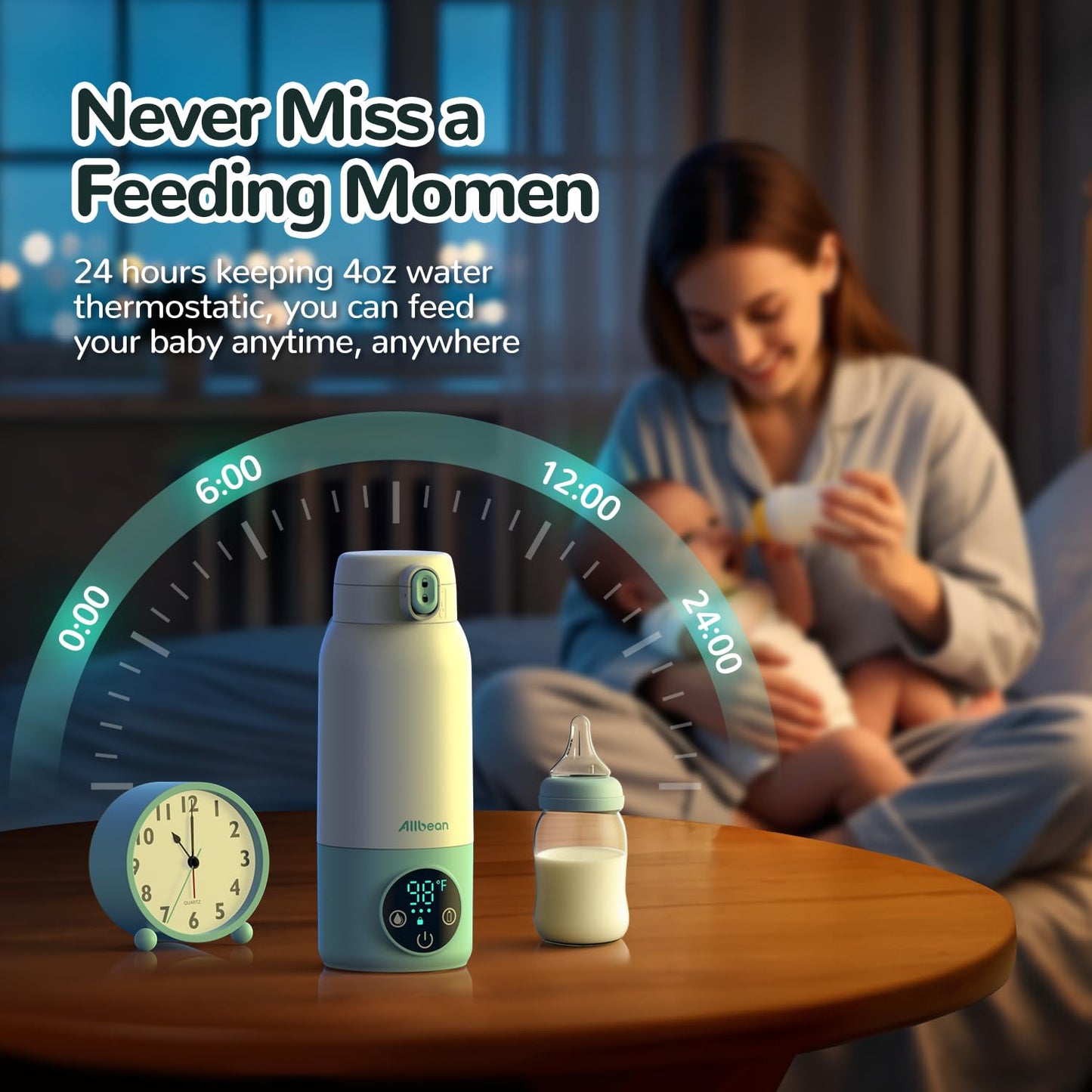 Portable Bottle Warmer for Travel – 2025 Upgrade Dual Heating Modes for Breast Milk & Water, Milk Warmer for Baby with Fast Heating,17oz Large Capacity Suitable for Outdoor, Airplane, and Car