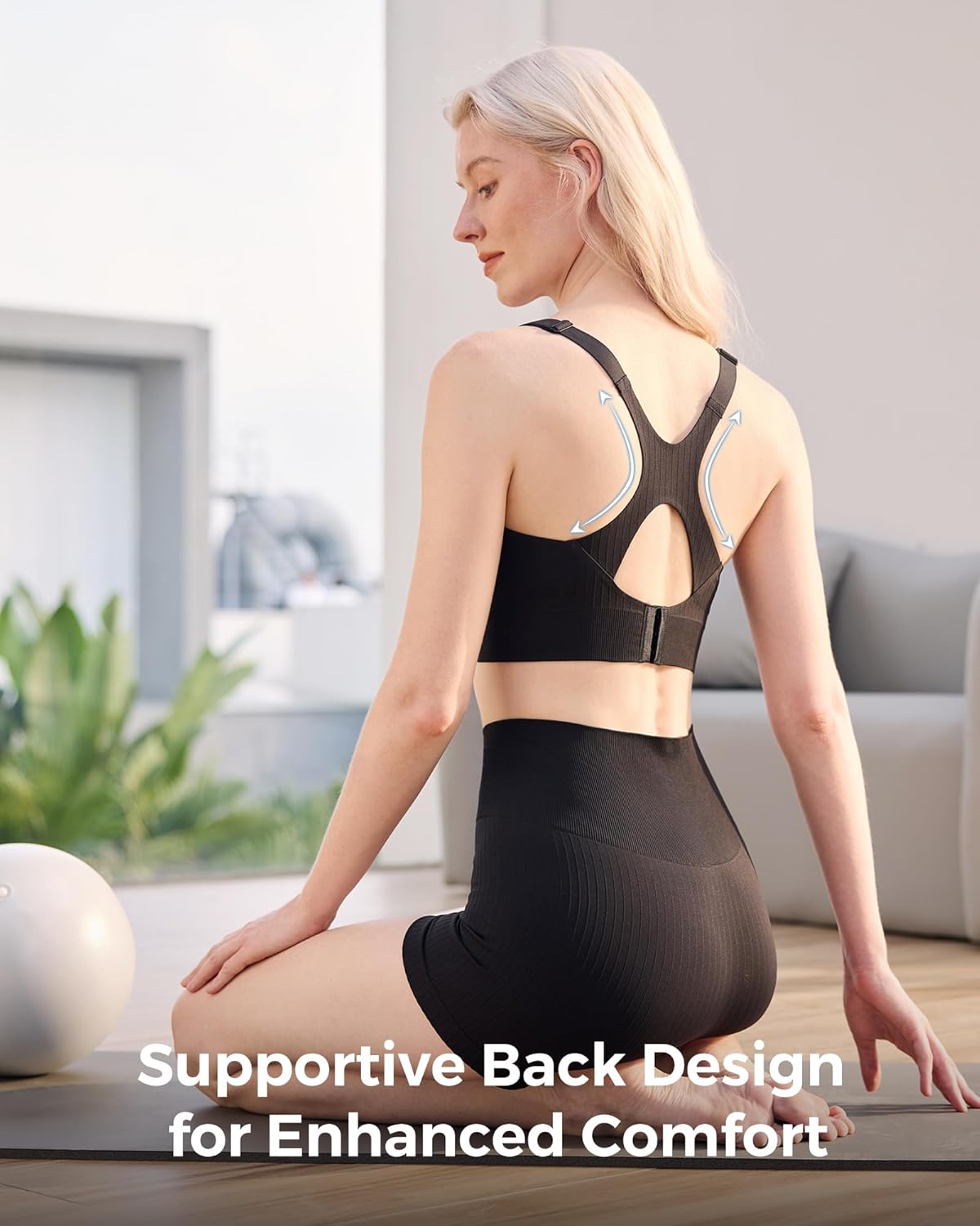 Momcozy Nursing Bras for Breastfeeding, Ribbed Maternity Bra with Racerback, Soft Stretchy Nursing Sports Bra for Yoga